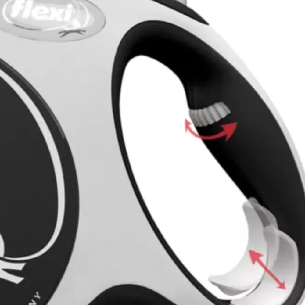 FLEXI COMFORT RETRACTABLE TAPE DOG LEASH -25FT- GRAY/BLACK-- GERMAN DESIGN LARGE